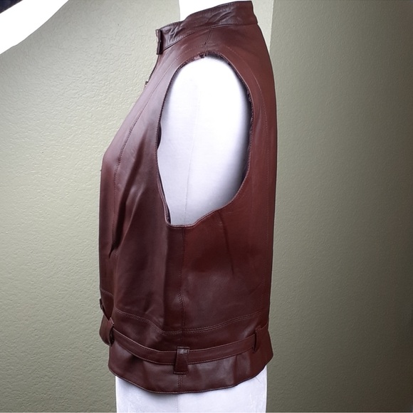 Cabi Brown Leather Belted Vest - Picture 3 of 6